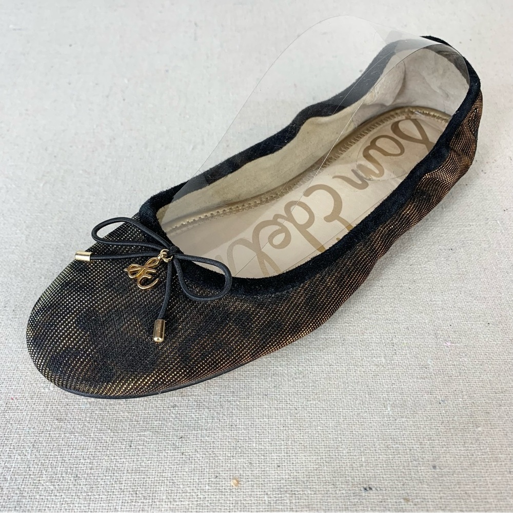 Sam Edelman~Womens “Felicia” Black/Bronze Metallic Animal Print Ballet Flat~Sz 7